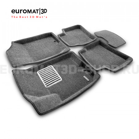 Текстильные 3D коврики Euromat3D Lux в салон для Kia Ceed (2006-2012) № EM3D-002722G Серые