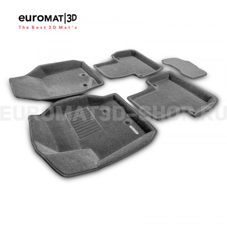 Текстильные 3D коврики Euromat3D Business в салон для Volvo XC 90 (2002-2014) № EMC3D-005508G Серые