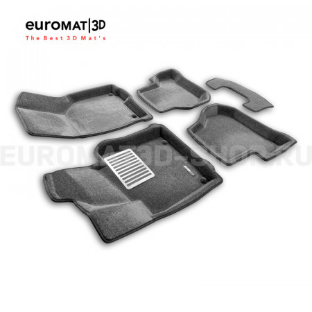 Текстильные 3D коврики Euromat3D Lux в салон для Seat Leon (2005-2012) № EM3D-004502G Серые