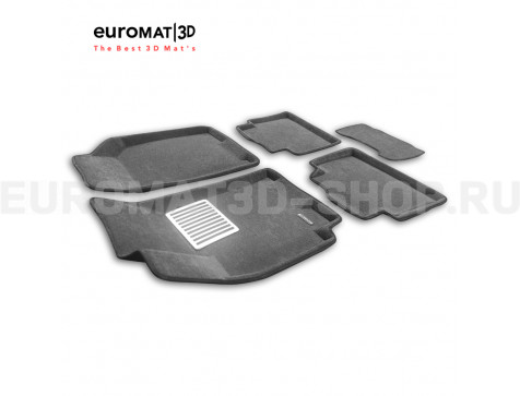 Текстильные 3D коврики Euromat3D Lux в салон для Chevrolet Lacetti (2004-2013) № EM3D-001506G Серые